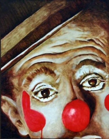 Peinture intitulée "Regard d'un clown" par Valérie Voinchet, Œuvre d'art originale