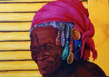 Painting titled "La vieille namibien…" by Valérie Voinchet, Original Artwork