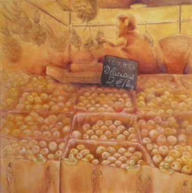 Pittura intitolato "Triptych of Food, C…" da Valérie Voinchet, Opera d'arte originale