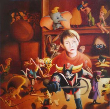 Peinture intitulée "Triptych of Childho…" par Valérie Voinchet, Œuvre d'art originale, Acrylique