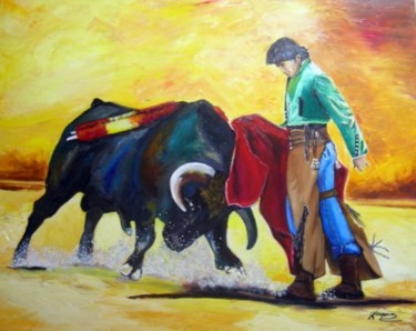 Painting titled "Diego a la muleta" by Tablogduperrier, Original Artwork, Oil
