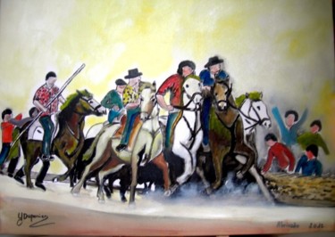 Painting titled "L' Abrivado" by Tablogduperrier, Original Artwork, Oil