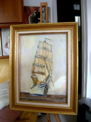 Peinture intitulée "vogue le bateau" par Tablogduperrier, Œuvre d'art originale, Huile