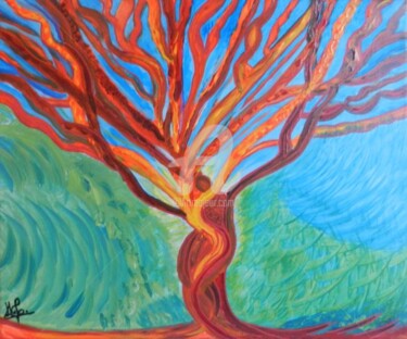 Pintura intitulada "n°61 "L'arbre enlac…" por Les Lumières De Ma Vie, Obras de arte originais
