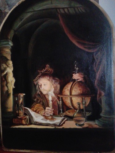 Pittura intitolato "Astronomer at candl…" da Licia Chiappori, Opera d'arte originale