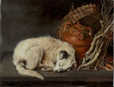 Peinture intitulée "sleeping-dog.jpg" par Licia Chiappori, Œuvre d'art originale, Huile