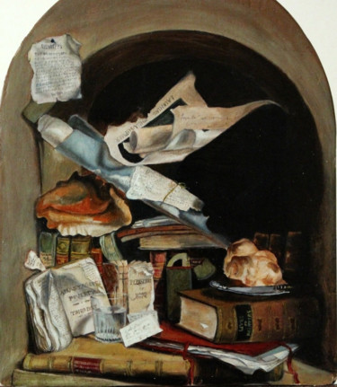 Painting titled "poor-artists-cupboa…" by Licia Chiappori, Original Artwork, Oil