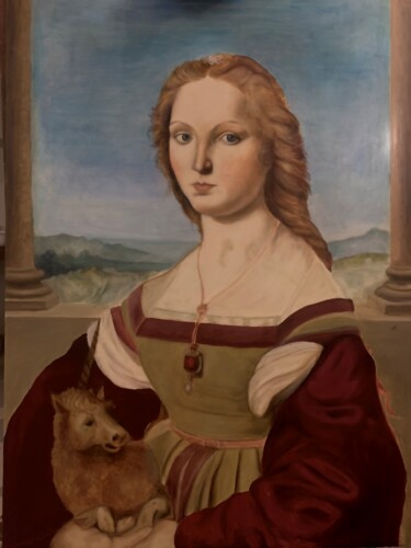 Malarstwo zatytułowany „‘Dama con liocorno…” autorstwa Licia Chiappori, Oryginalna praca, Olej