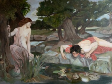 Malarstwo zatytułowany „‘Echo & Narcissus’…” autorstwa Licia Chiappori, Oryginalna praca, Olej Zamontowany na artwork_cat.