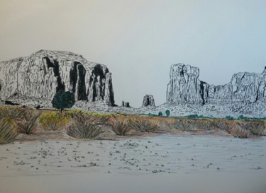 Desenho intitulada "monument valley" por Yves Briais, Obras de arte originais, Lápis
