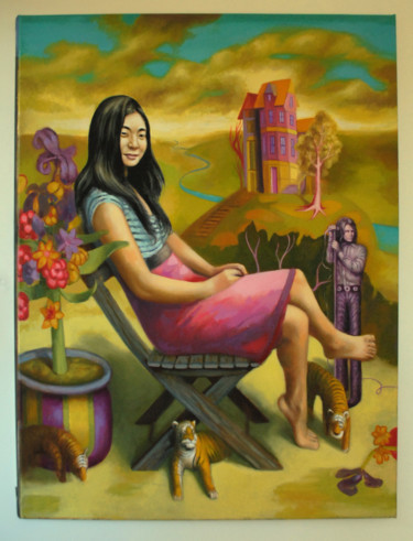Judith in magic wonderland Collages intitulée "Judith in magic won…" par Taco Eisma, Œuvre d'art originale, Huile