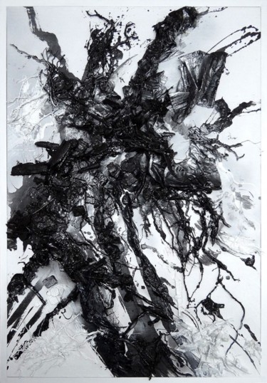 Pintura titulada "STRUKTURA CZARNO-BI…" por Tadeusz Baranowski, Obra de arte original