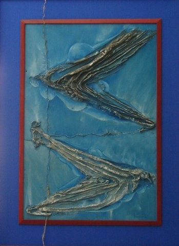 Painting titled "Birds" by Tadeusz Iwańczuk, Original Artwork, Oil