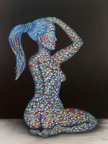 Malerei mit dem Titel "WOMAN AKT" von Tady Divjak, Original-Kunstwerk, Acryl