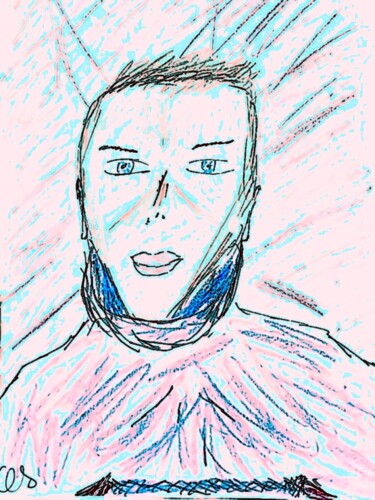 Dessin intitulée "Regard-Homme1" par Taëlle, Œuvre d'art originale, Crayon