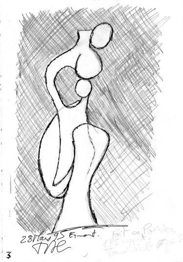 Drawing titled "Chrysalide (croquis)" by Georges Tag, Original Artwork