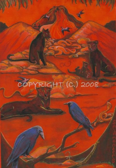 Painting titled "GUARDIANS - FIRE (1…" by Tahala, Original Artwork