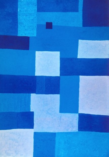 Peinture intitulée "Vision Bleue" par Mohamed Tahdaini, Œuvre d'art originale
