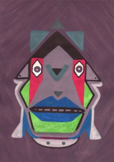 Peinture intitulée "Mask" par Mohamed Tahdaini, Œuvre d'art originale
