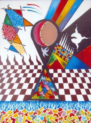 Painting titled "Fantaisie" by Mohamed Tahdaini, Original Artwork