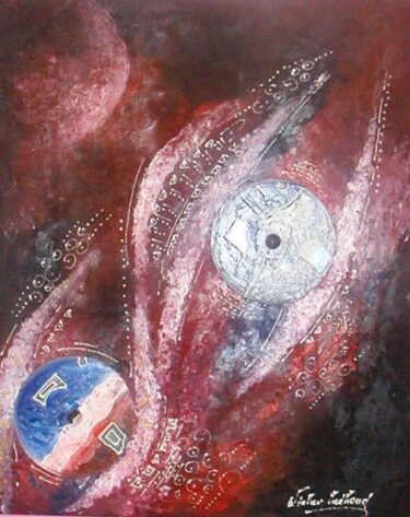 Painting titled "l'oeil sur vous" by Taher Hedhoud, Original Artwork