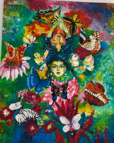 Painting titled "Нет плохой народ" by Tahira Quliyeva, Original Artwork, Oil
