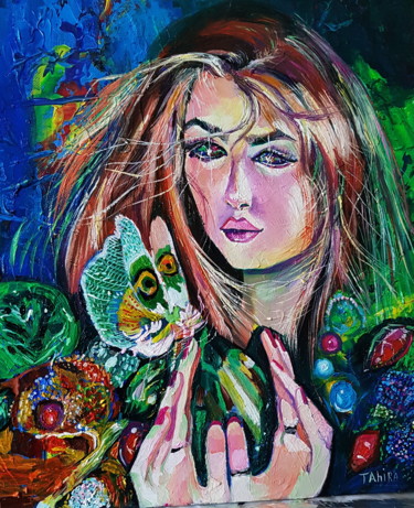 Картина под названием "Портрет" - Tahira Quliyeva, Подлинное произведение искусства, Масло
