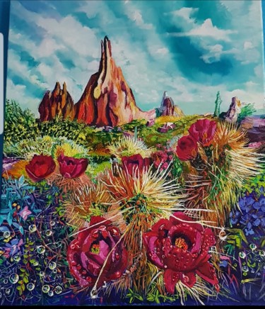 Malerei mit dem Titel "Fleur de Montagne" von Tahira Quliyeva, Original-Kunstwerk, Öl