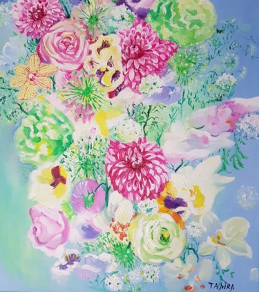 Peinture intitulée "Fleur" par Tahira Quliyeva, Œuvre d'art originale, Huile