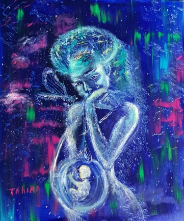 Peinture intitulée "Mère et son enfant" par Tahira Quliyeva, Œuvre d'art originale, Huile