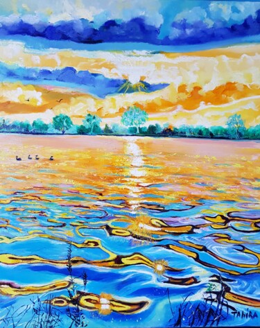 Painting titled "Fleuve" by Tahira Quliyeva, Original Artwork, Oil