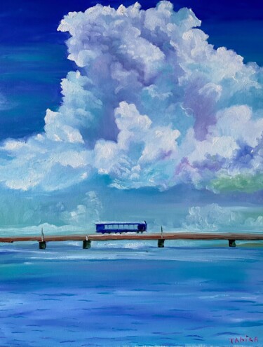 Peinture intitulée "Pont sur l’océan" par Tahira Quliyeva, Œuvre d'art originale, Huile