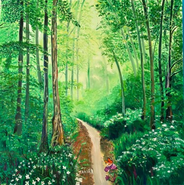 Pittura intitolato "Balade en forêt" da Tahira Quliyeva, Opera d'arte originale, Olio