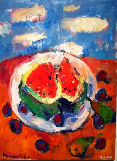 Painting titled ""Water-melons"" by Nataliia Mishniova, Original Artwork, Oil