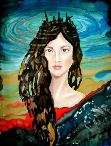 Peinture intitulée "Нефть" par Taia Salnikova, Œuvre d'art originale, Tissu