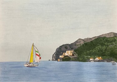 Pintura intitulada "Praia do Creiro" por Taicil, Obras de arte originais, Marcador