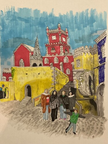 Картина под названием "Sintra, Palácio Nac…" - Taicil, Подлинное произведение искусства, Маркер