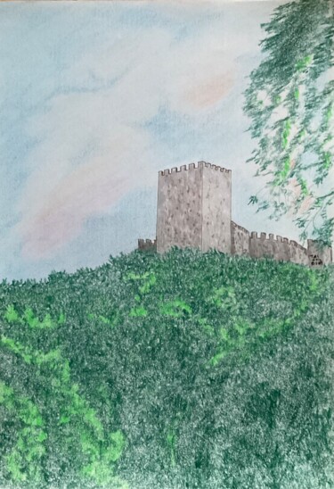 Pintura titulada "Castelo de Sesimbra…" por Taicil, Obra de arte original, Lápiz