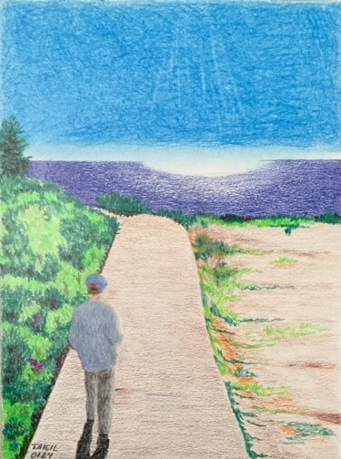 Painting titled "O Menino e o Caminho" by Taicil, Original Artwork, Pencil