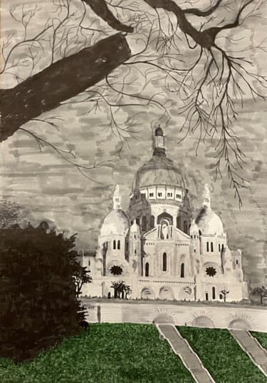 Картина под названием "Sacré-Coeur, Paris" - Taicil, Подлинное произведение искусства, Маркер