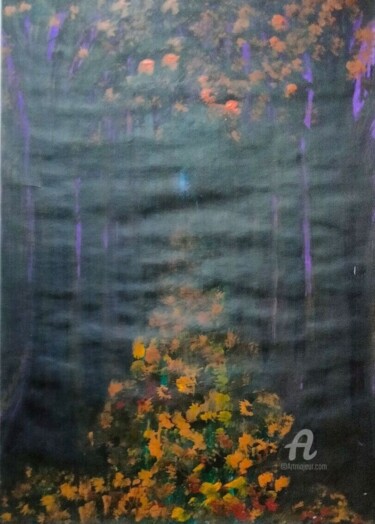 Painting titled "Line of tree" by Taijul Islam, Original Artwork, Acrylic