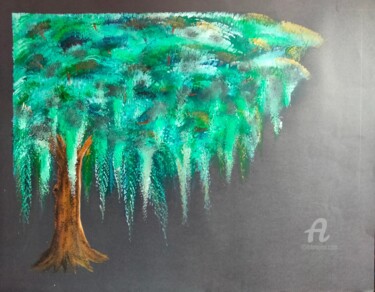 Drawing titled "Green tree" by Taijul Islam, Original Artwork, Acrylic