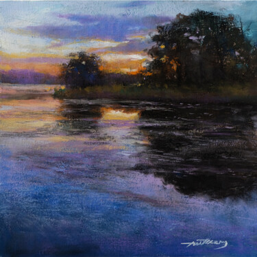Painting titled "Evening Calm" by Taimeng Lim, Original Artwork, Pastel