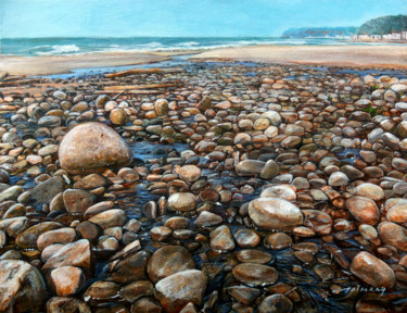 Malarstwo zatytułowany „Sand and Stones” autorstwa Taimeng Lim, Oryginalna praca, Akryl