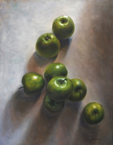 Painting titled "Apples of My Eye" by Taimeng Lim, Original Artwork, Oil