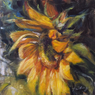 Painting titled "Sunflower" by Taimeng Lim, Original Artwork, Oil
