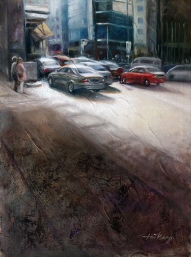 Painting titled "Afternoon Traffic" by Taimeng Lim, Original Artwork, Oil