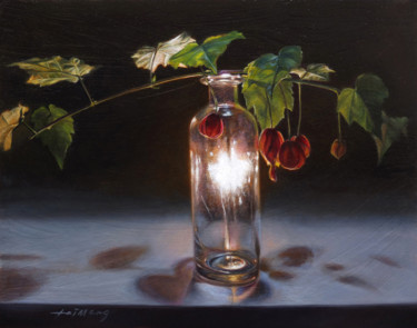 Painting titled "Message On The Bott…" by Taimeng Lim, Original Artwork, Oil