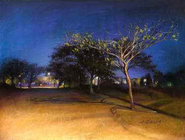 Painting titled "Quiet Night" by Taimeng Lim, Original Artwork, Pastel