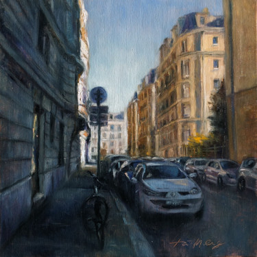 Painting titled "Silent Street" by Taimeng Lim, Original Artwork, Oil